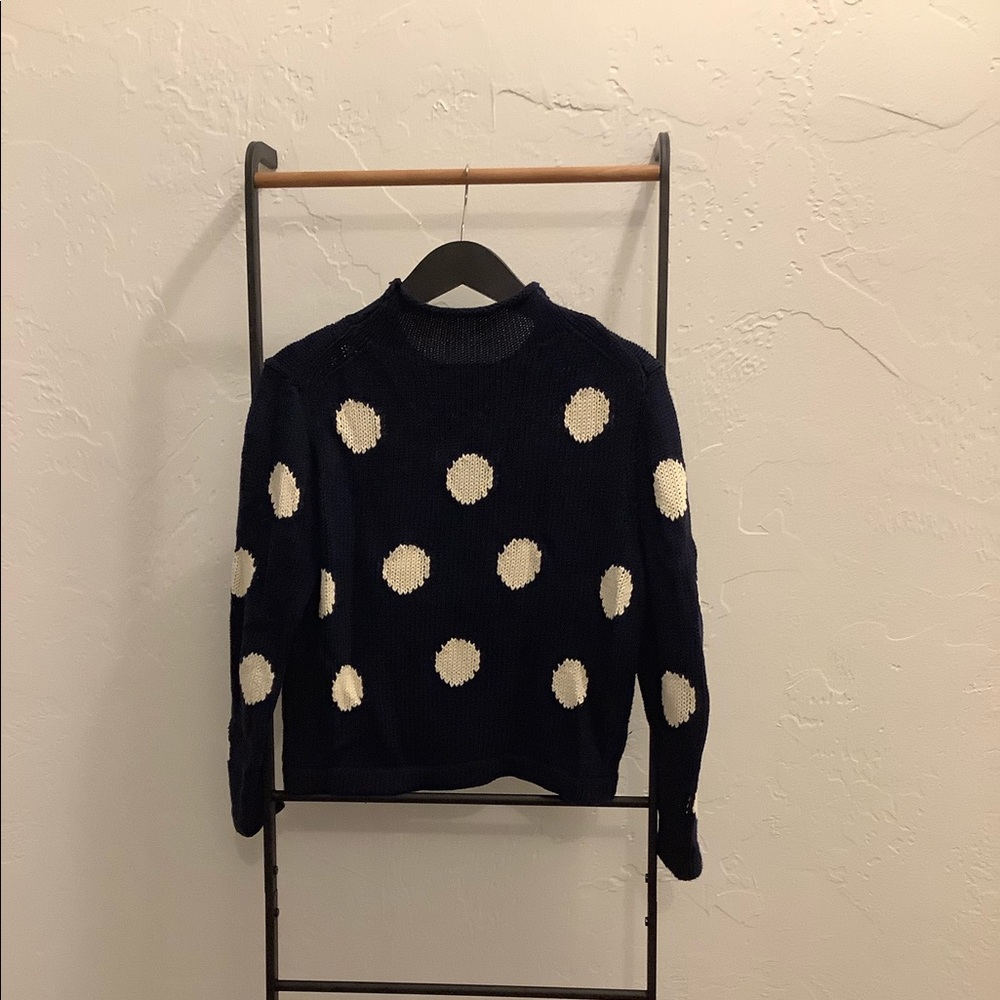 Cropped polka dot roll neck sweater
